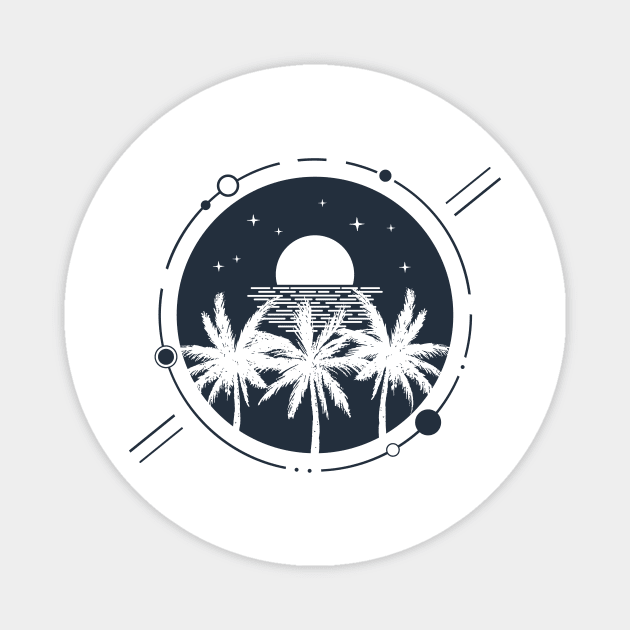 Night, Palms And Stars. Summer. Geometric Style Magnet by SlothAstronaut